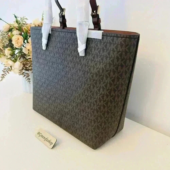 Michael Kors Purse & Wallet Jet Set Travel Tote Double Pocket Brown Signature MK - Picture 6 of 12